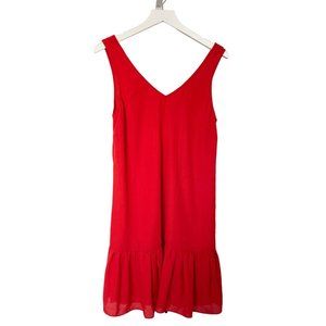 Amanda Uprichard Red Sleeveless V-Neck Mini Dress